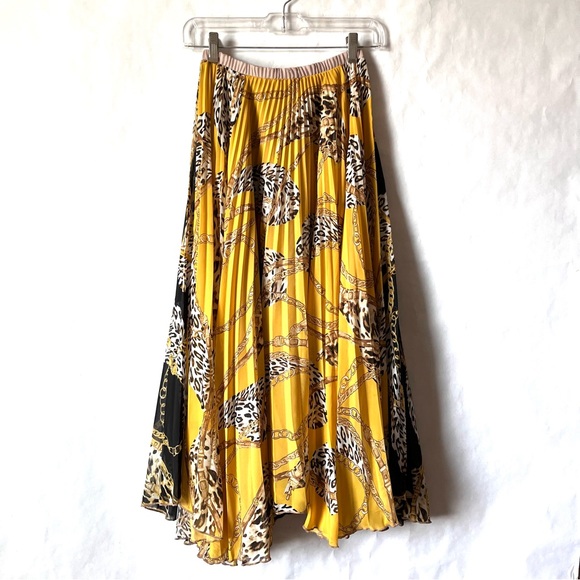 LOYD/FORD Women’s Sz 6 Animal & Chain Print Pleated Contrast Maxi Skirt Pleated - Picture 1 of 13
